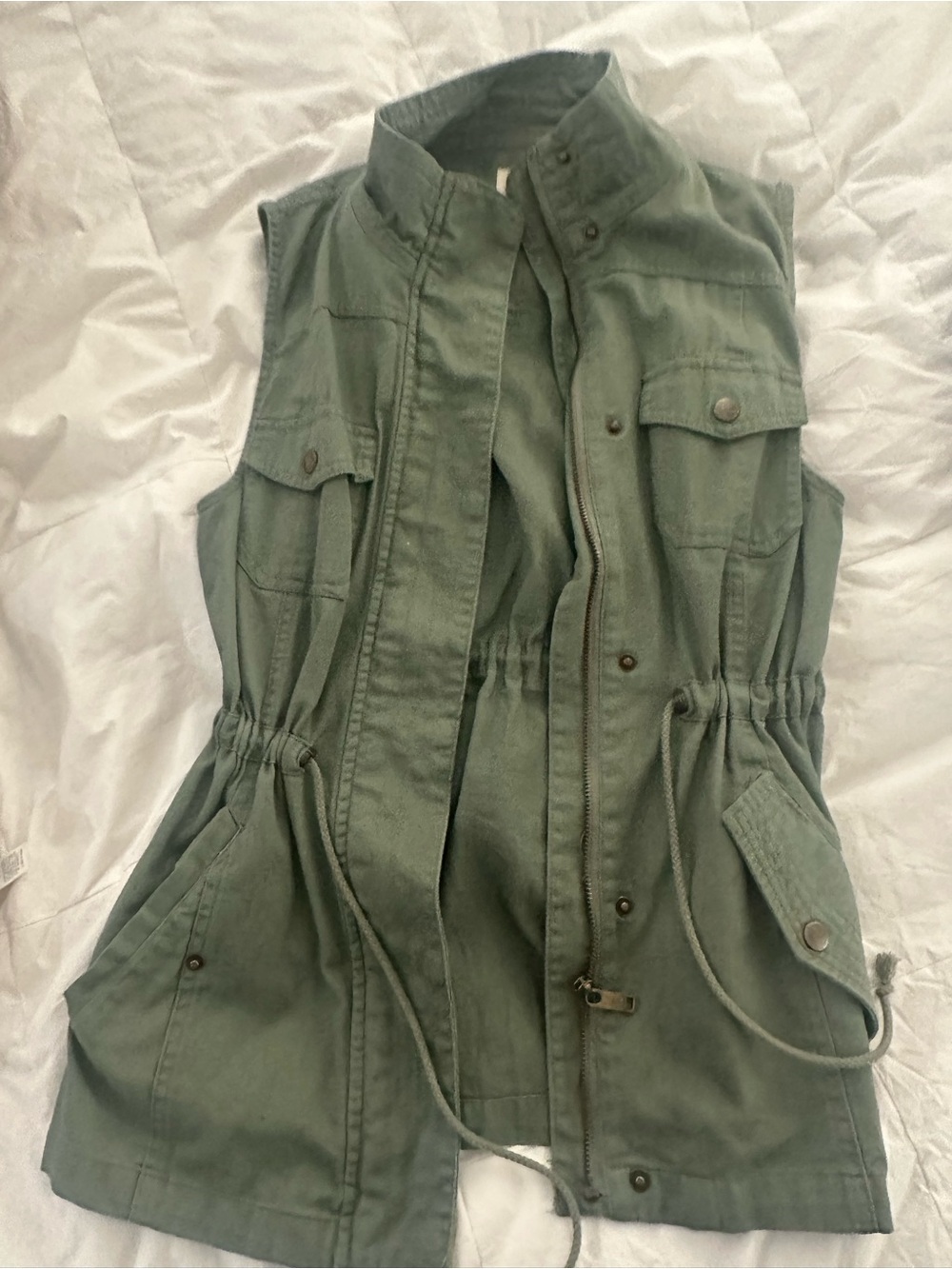 Harper Olive Green Utility Drawstring Vest